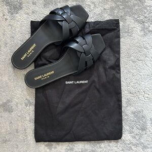 Saint Laurent Black Tribute Sandals